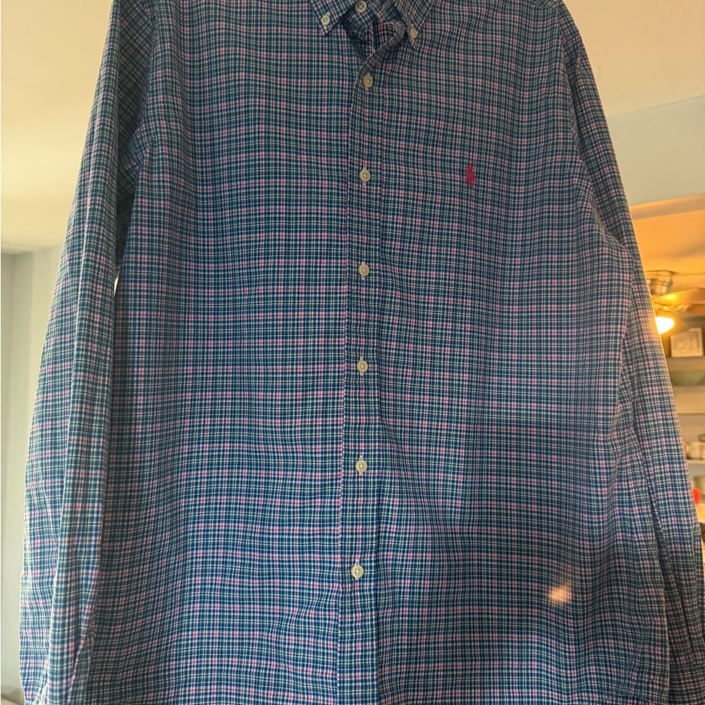 Ralph Lauren Multicolor Plaid Button Down Shirt. Great for Easter. Size. LARGE
